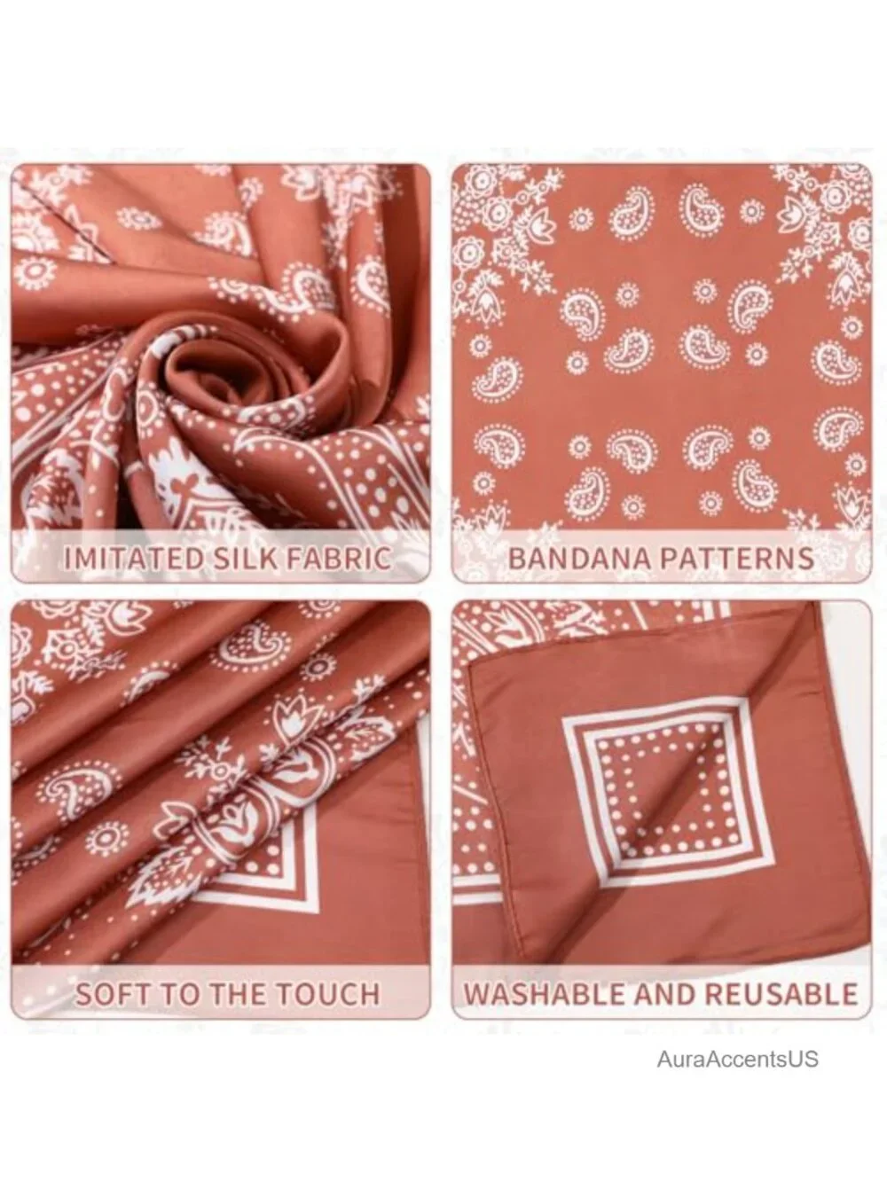 6 Pcs Square Head Scarves Polyester Lightweight Bandana for Women